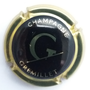 Marque : GREMILLET JM N° Lambert : 12c Couleur : Noir et or Description : Lettre "E" - nom de la marque Emplacement : 
