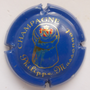 Marque : MASSONOT Philippe N° Lambert : 2b Couleur : Fond bleu Description : Bouchon de champagne et armoiries - nom de la marque  Emplacement : 