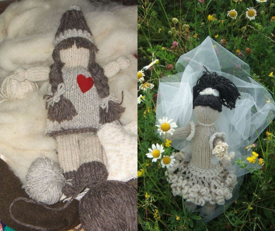 First knitted woolen dolls from the Apennines, the one on the left is the first ever.