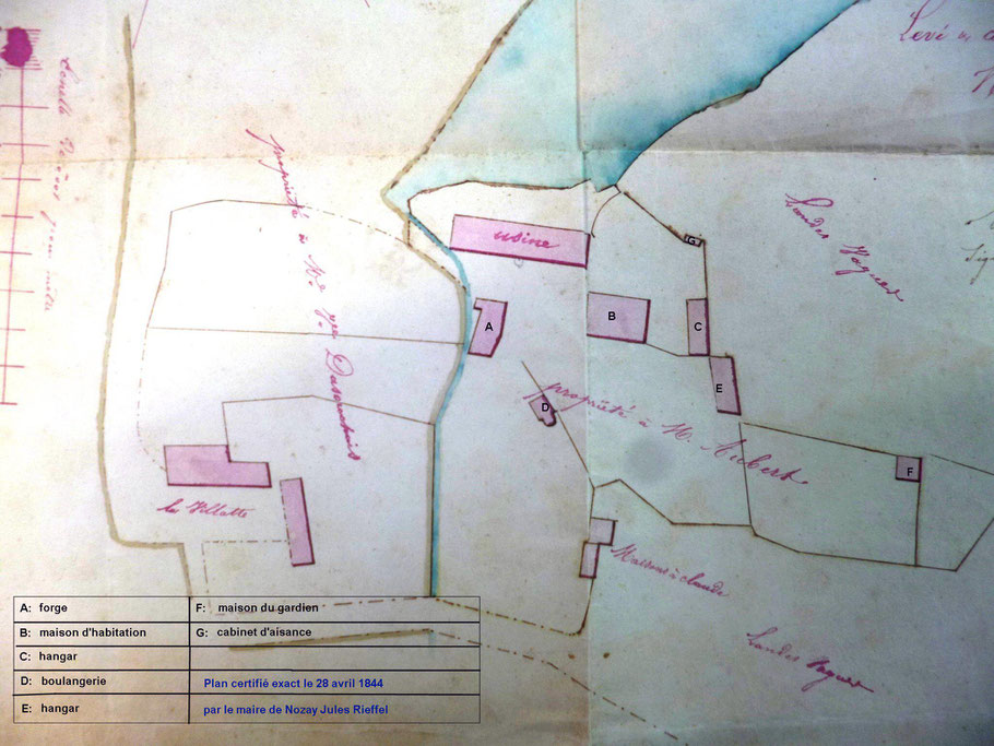      Extrait du  plan établi le 28 avril 1844 (Archives municipales Nozay, 5M5)