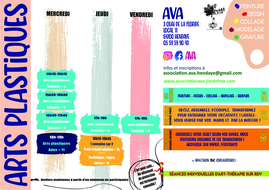 Ateliers hebdomadaires arts plastiques AVA Hendaye