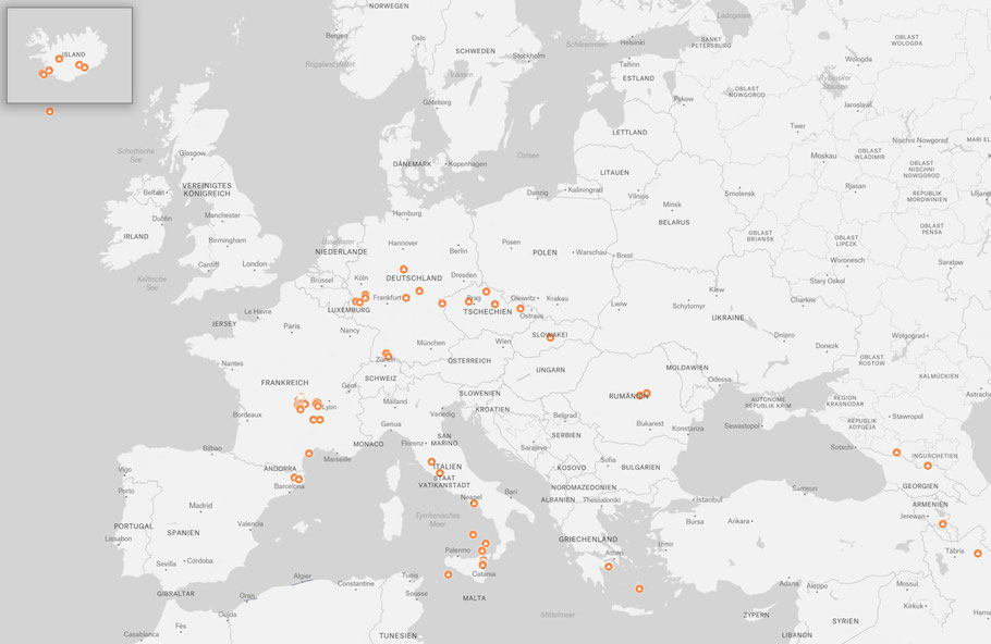 Vulkane in Europa, Quelle: Felt.com