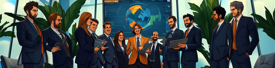 el equipo de recursos humanos animando a la nueva empleada a mejorar y llegar a sus objetivos mientras ayuda a la compañia