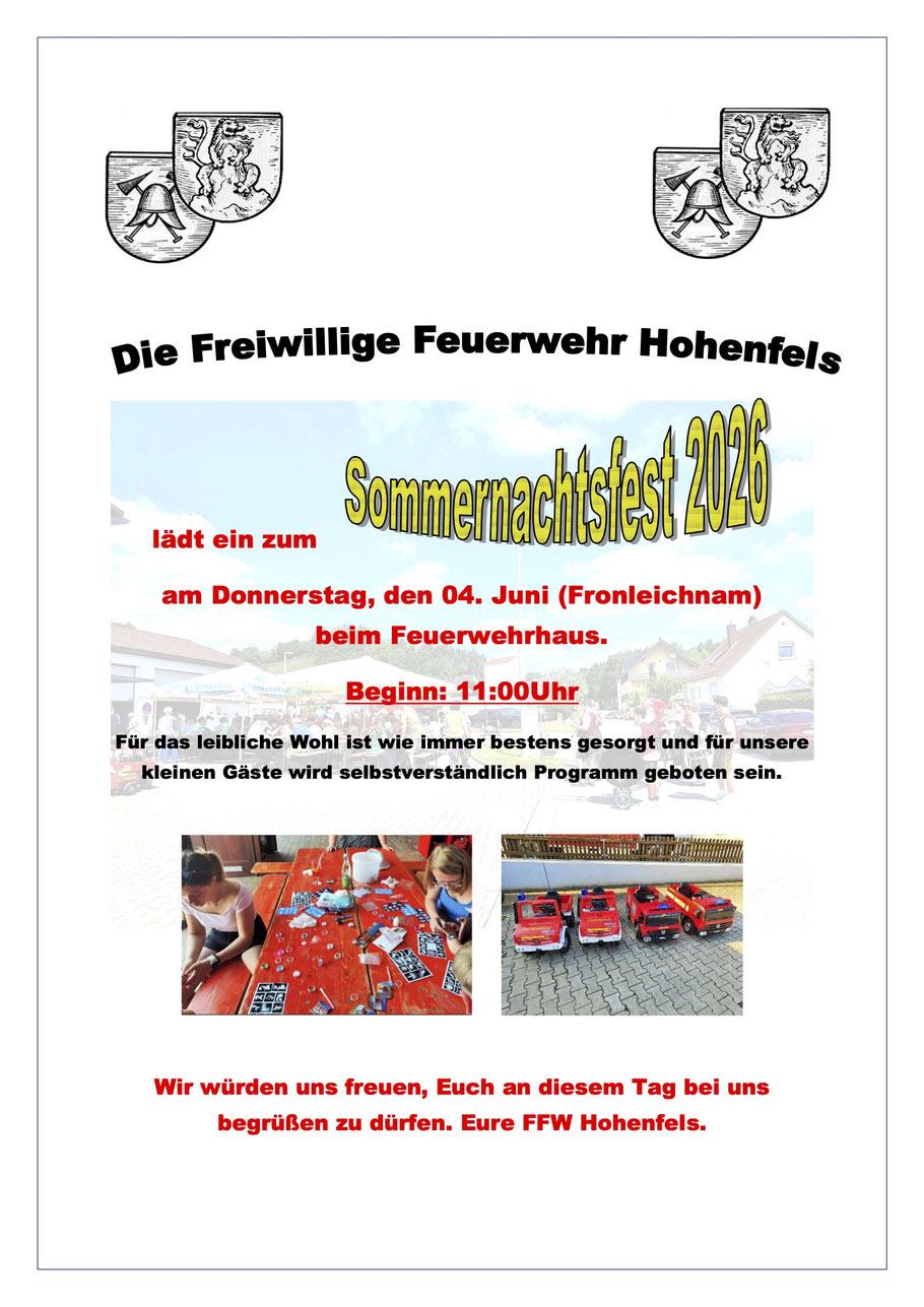Einladung Sommernachtsfest FFW Hohenfels