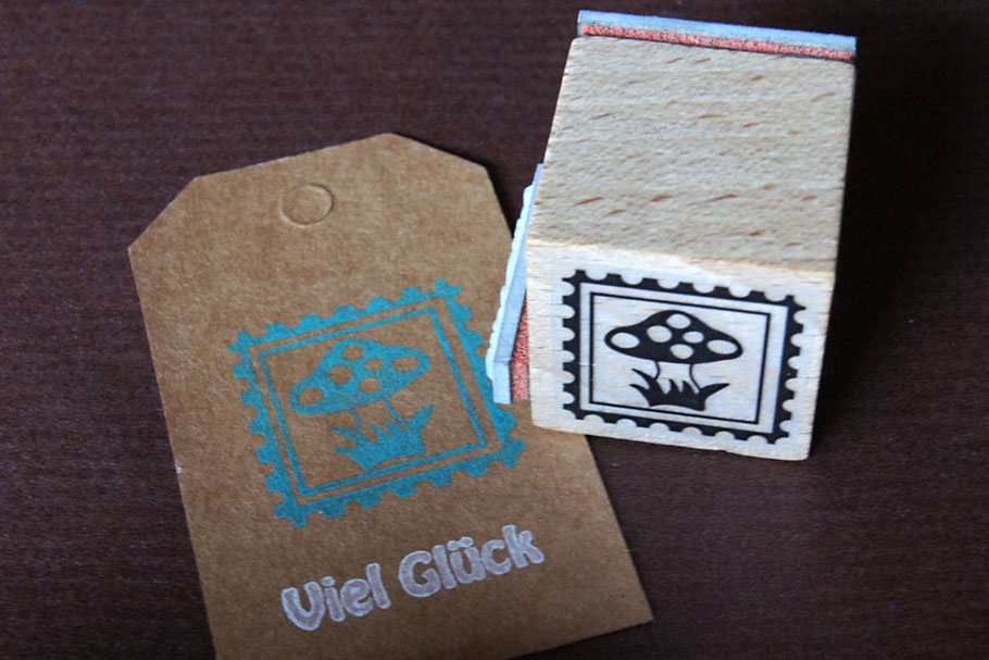 Bild: Kombi-Stempel - Briefmarke mit Pilz + Viel Glück