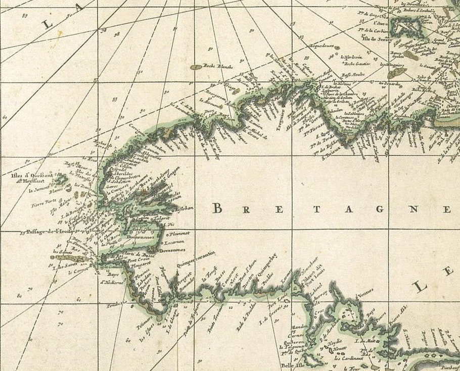 Extrait de la carte Hollandaise  de la Manche de Nicolas Jansz Visscher de 1695, la roche blanche est dans le nord de « l’ile de Bas »