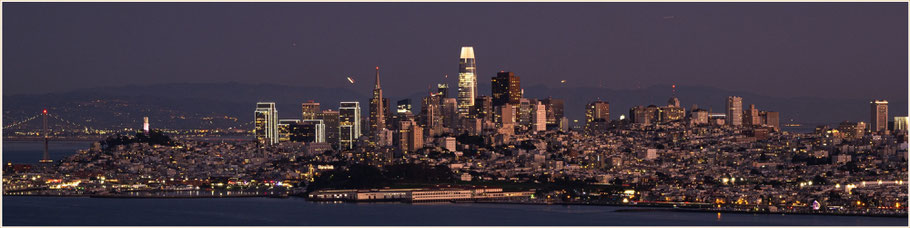 Kalfornien, Sausalito, San Francisco by Night, Skyline San Francisco, Slacker Trail