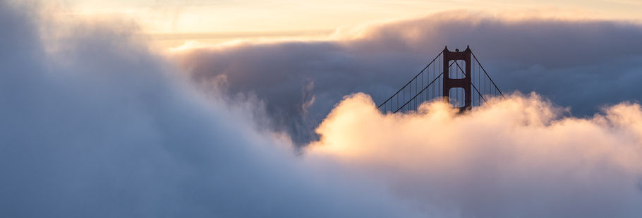 Golden Gate View Point, Golden Gate Bridge im Nebel, Sonnenaufgang Golden Gate Bridge, San Francisco