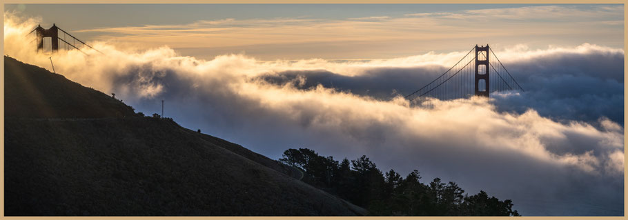 Sunrise Golden Gate Bridge, Golden Gate Bridge im Nebel, San Francisco