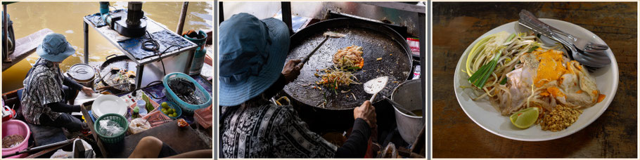 Pad Thai - zubereitet auf dem Boot - Khlong Lat Mayom Floating Market