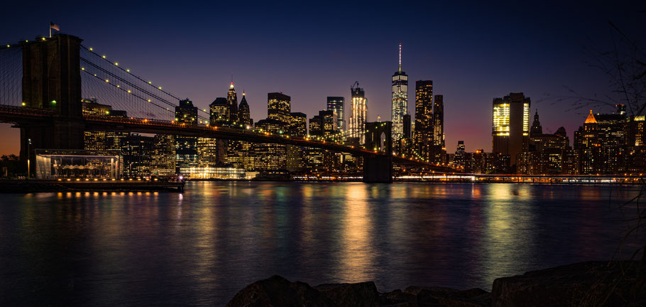 Manhattan Skyline, Brooklyn, New York, Brooklyn Bridge, Manhattan by Night