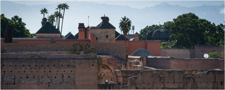 Marrakesch, El Badi, Marrakech, Aussicht Atlas Gebirge, Bahia Palast