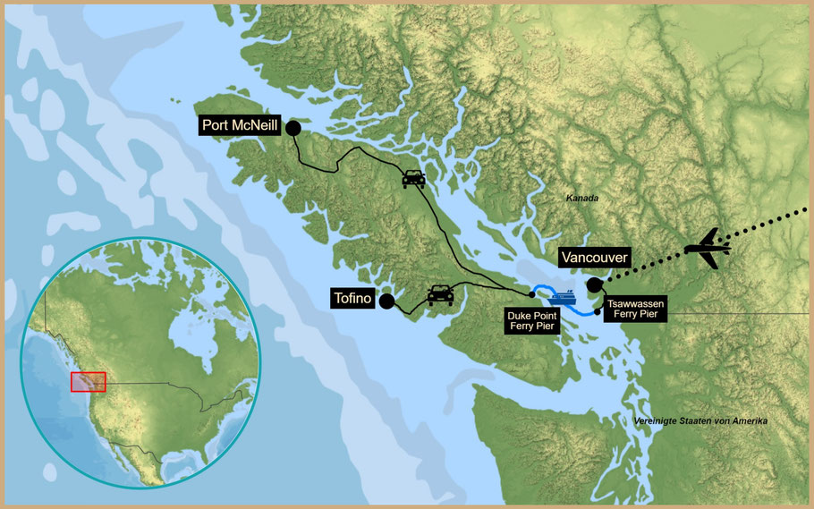 Vancouver, Vancouver Island, Tofino, Pacific Rim, Port McNeill, Campbell River