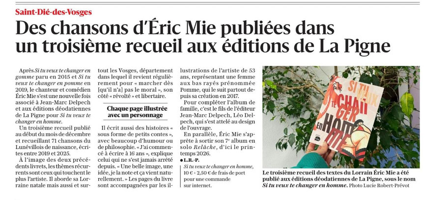 Article de "Vosges Matin" du 6 Janvier 2026