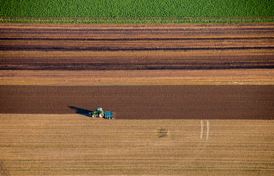 Ein Traktor rollt über ein Feld. (Foto: kasina / pixelio.de)