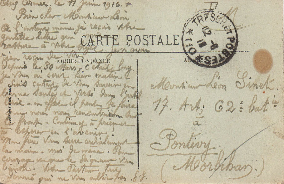 2 cartes postales reçues par Léon lors de sa convalescence 