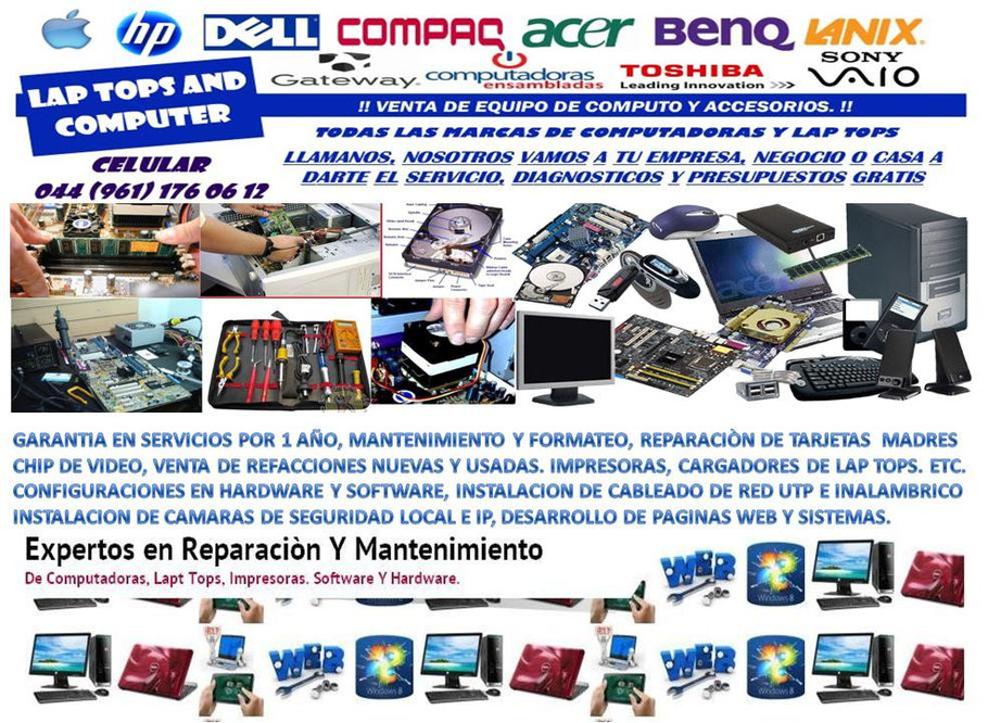 Reparacion Y Mantenimiento De Computadoras Y Lap Tops Impresoras Y Proyectores Configuraciones En Software Y Hardware Página Web De Camarasdevigilanciatuxtla