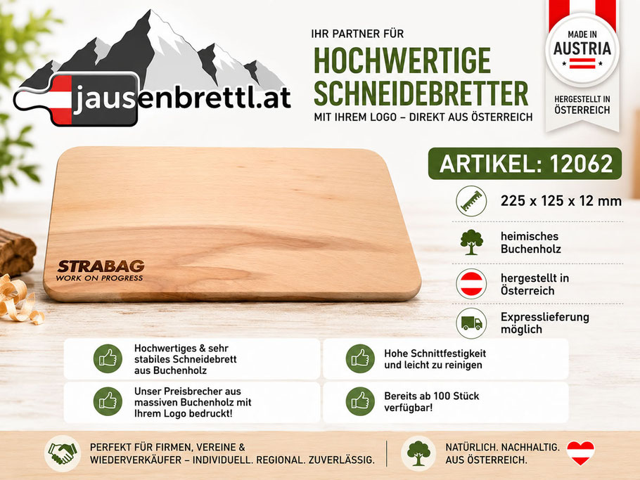 Kompaktes Jausenbrett aus heimischem Buchenholz, Modell 12062