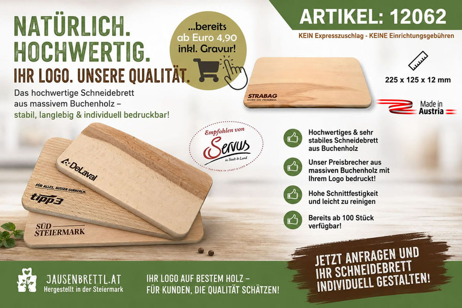 Schneidebretter mit Logo für Firmenkunden aus Holz