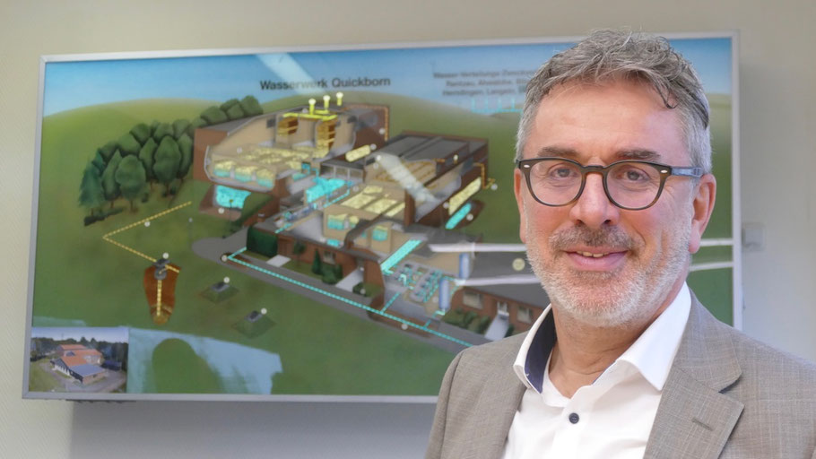 Dr. Panagiotis Memetzidis, als Geschäftsführer der Stadtwerke Quickborn auch für das Wasserwerk Quickborn verantwortlich, erläuterte in einer Pressekonferenz die Pläne für das neue Wasserwerk