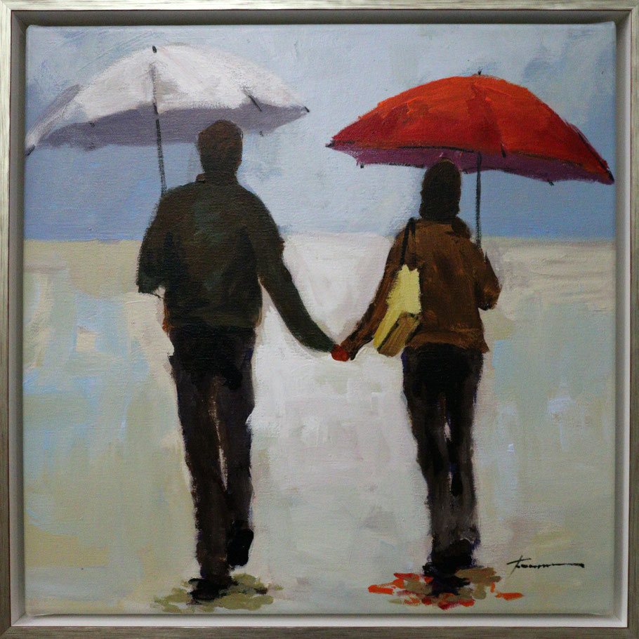 Paar unter dem Schirm, 40 x 40 cm