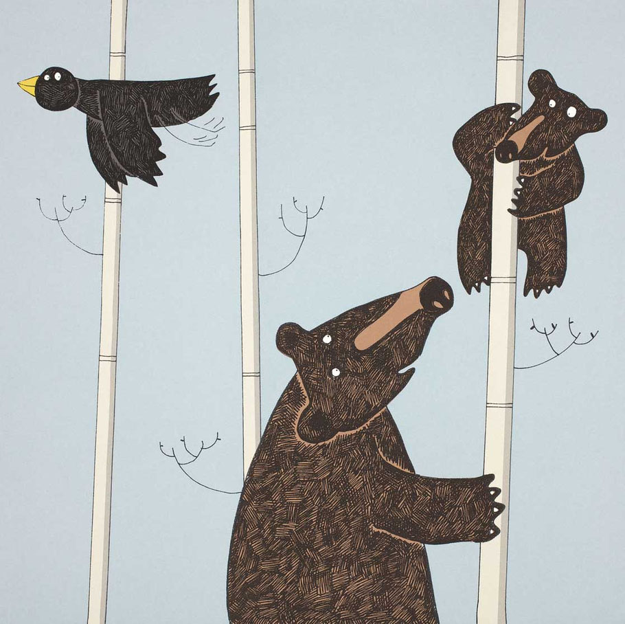 bear screenprint printmaking process