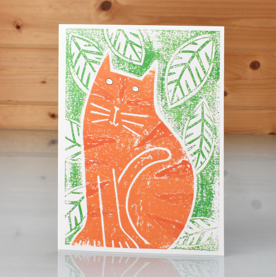 ginger cat art card