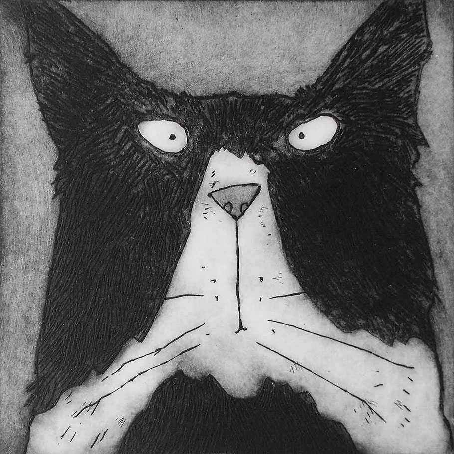 tom cat acidplate etching printmaking process