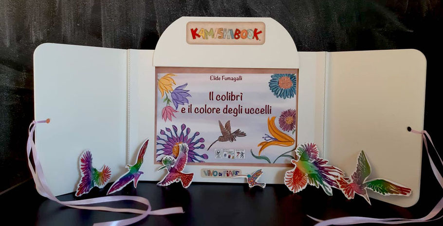 Kamishibai con il libro il colibrì e il colore fiaba perù  libro racconti valigia vendita teatrino burattino  teatro delle ombre cos'è