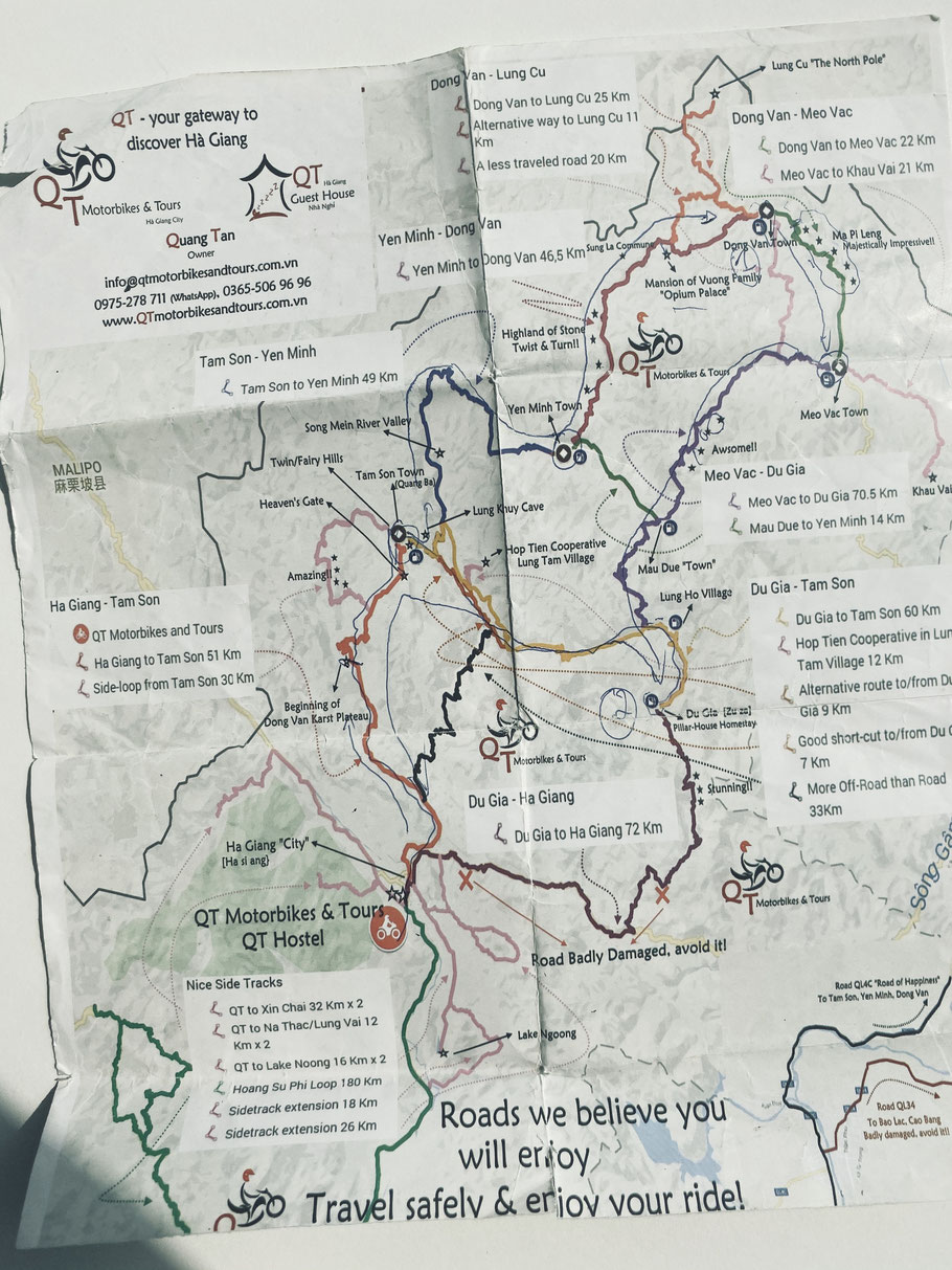 Übersicht aller Routen des Ha Giang Loops