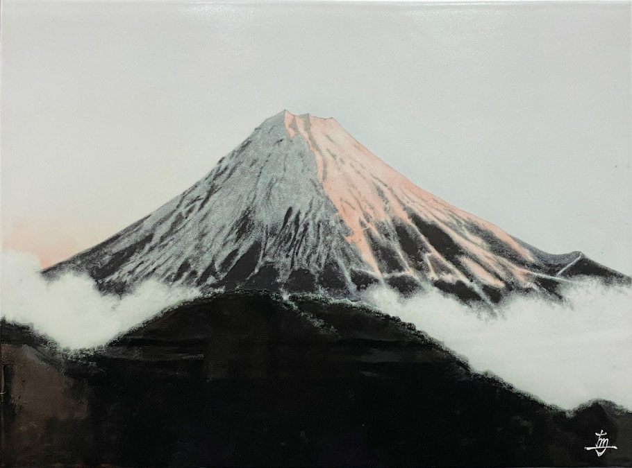 アート・ムトウ｜末岡信彦｜釉描色絵 富嶽黎明 陶額