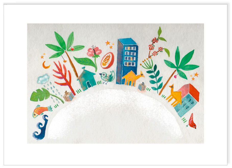 Illustration, Helvetas Weihnachtskarte, Nord-Sud, www.fairshop.helvetas.ch, Marlyse Flückiger