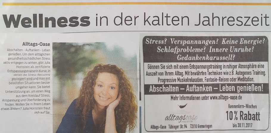 Alltags-Oase Entspannungstraining Schwäbisches Tagblatt