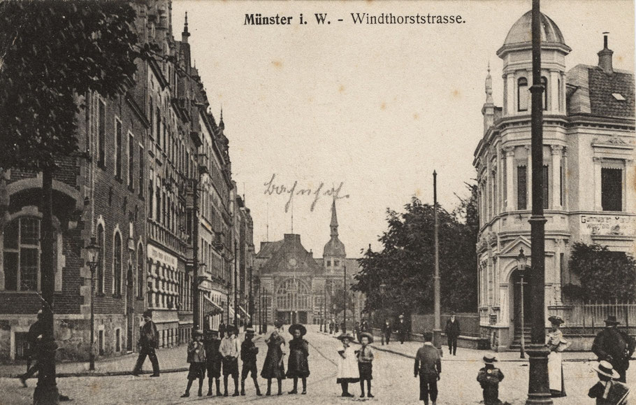 Blick von der Windthorststraße Richtung Bahnhof