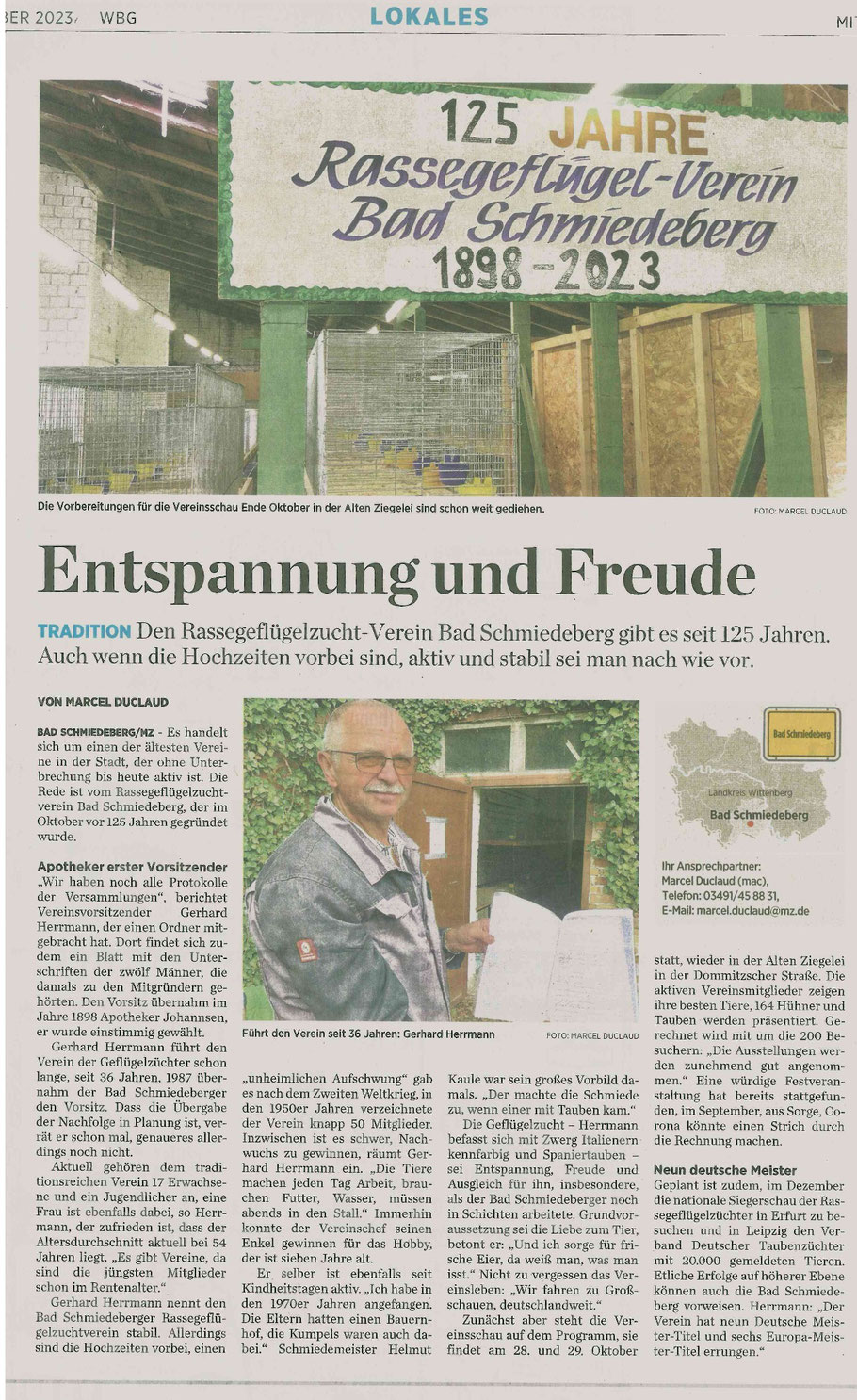 Bericht in der Mitteldeutschen Zeitung "MZ" im Oktober 2023