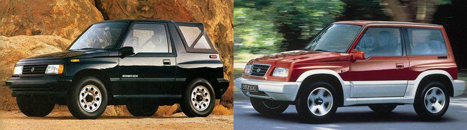 suzuki vitara nero con una capote suzuki vitara nera e uno Vitara rosso degli anni 1998