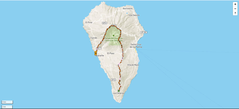 Track des GR131 in La Palma