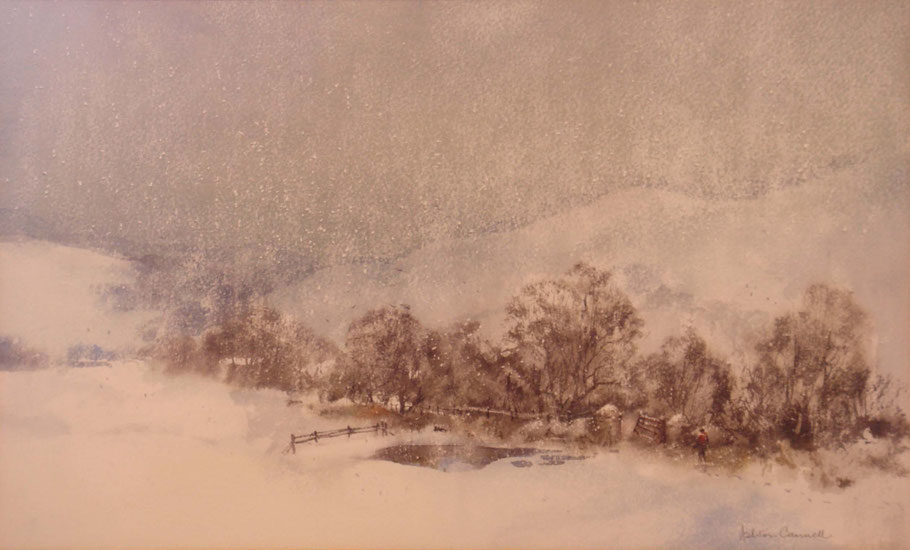 Ashton Cannell FRSA RSMA ARD UA (1927 - 1994) "Snowfall" watercolour 12 x 19inches £800