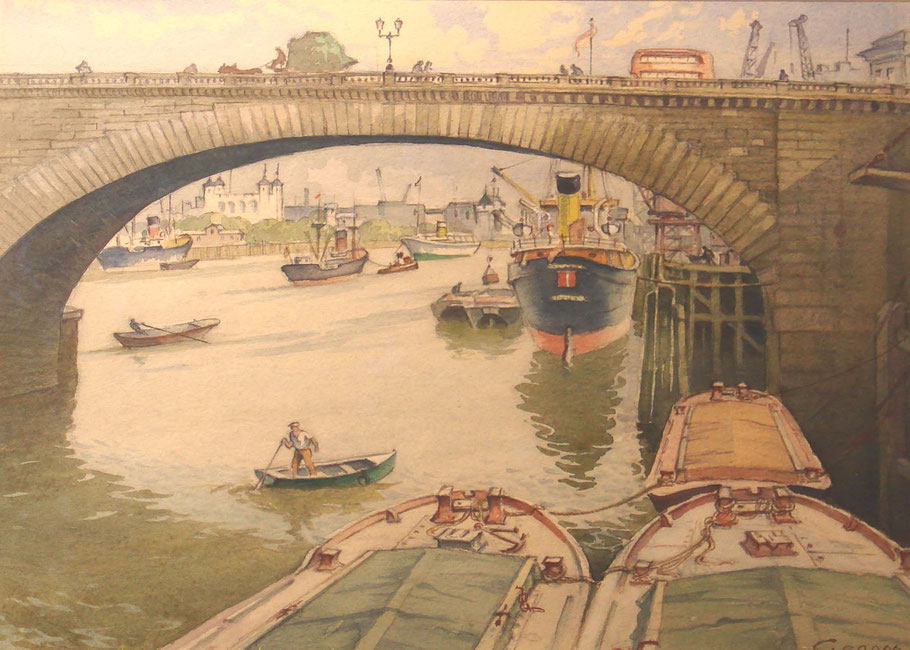 Emerson Harold Groom ARE 1891-1983 "London Bridge" watercolour 10 x 14 inches £700