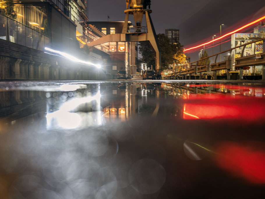 Fischereihafen by night in Hamburg als Farbphoto