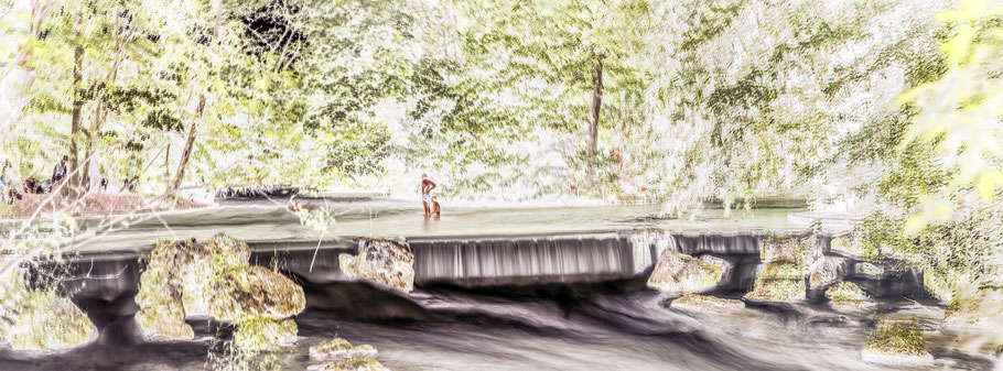 Eisbach, München Bayern, Fotokunst als Panorama-Photographie