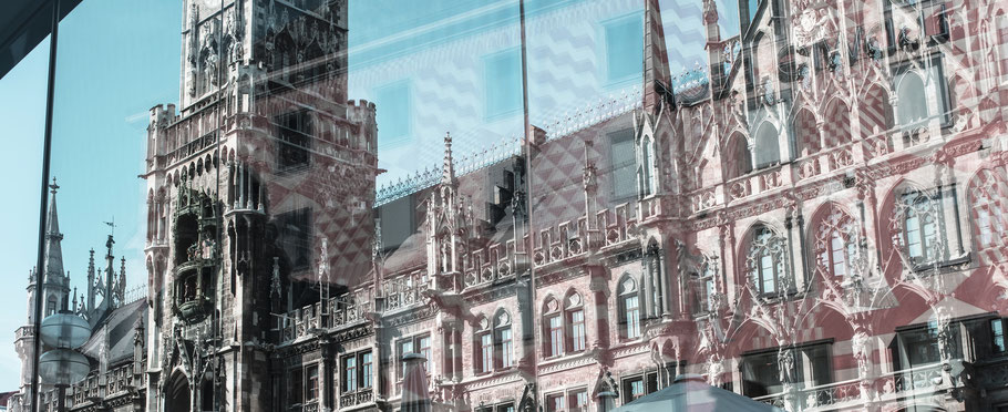 Marienplatz als Farb-Photographie, Muenchen, Bavaria