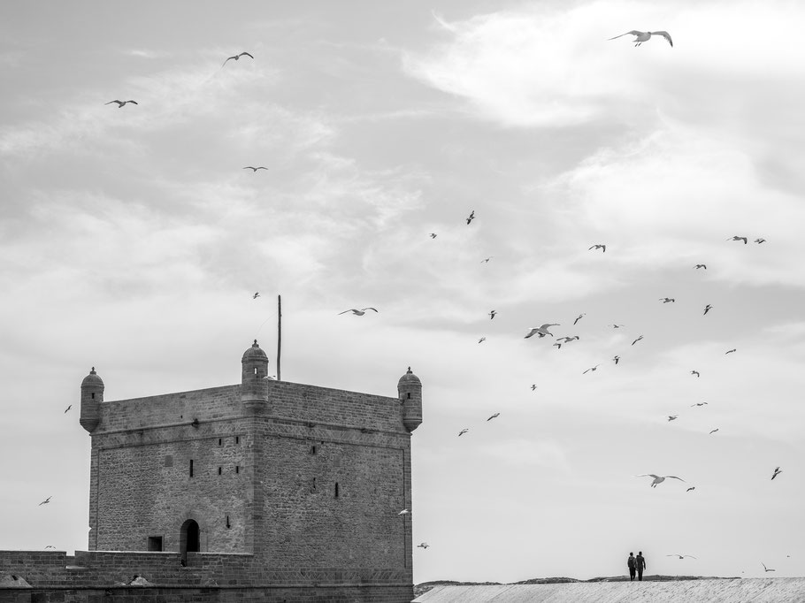 Essaouira Hafen in Marokko als Schwarzweißphoto