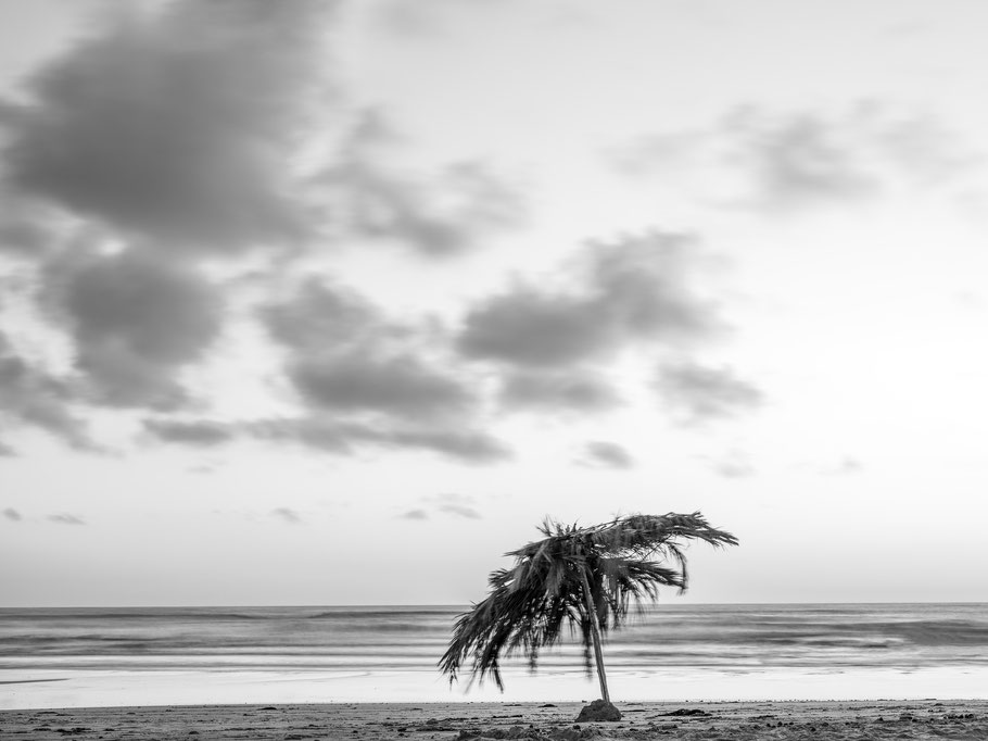 Strandaufnahme am Atlantischen Ozean als SW-Fotografie