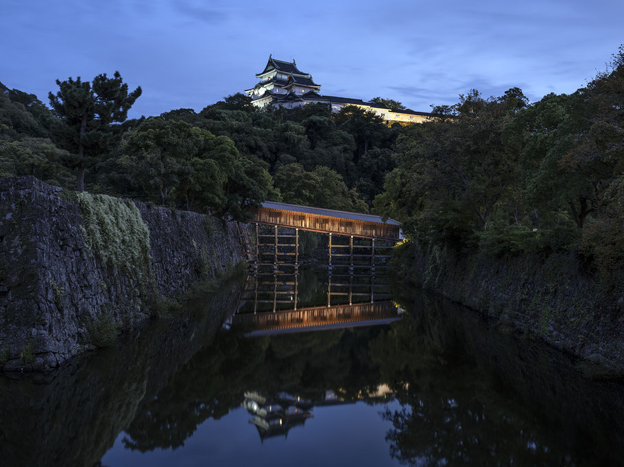Wakayama Castle by night  als Farb-Photographie, Japan