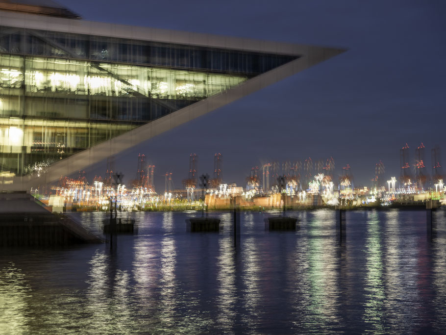 Dockland by night in Hamburg als Farbphoto