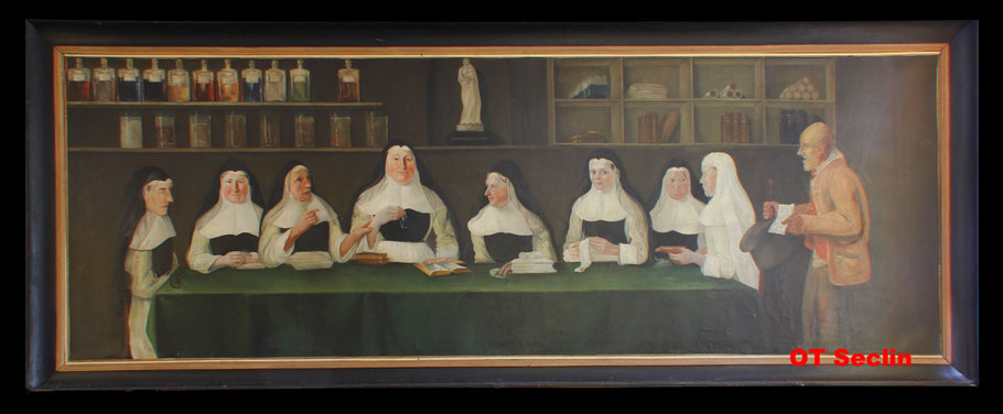Anonyme - "La leçon de pharmacie", huile sur toile - 1815 - 4.48 x 1.90m (Hôpital Notre-Dame de Seclin)
