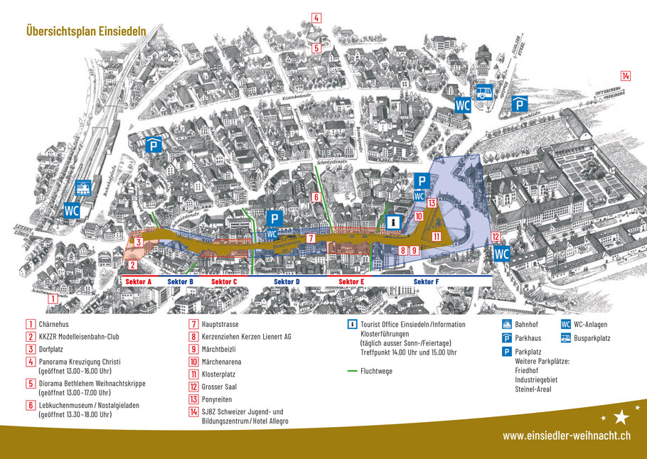 Übersichtsplan vom Einsiedler Weihnachtsmarkt