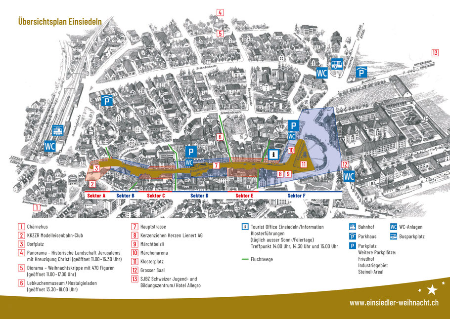 Übersichtsplan vom Einsiedler Weihnachtsmarkt