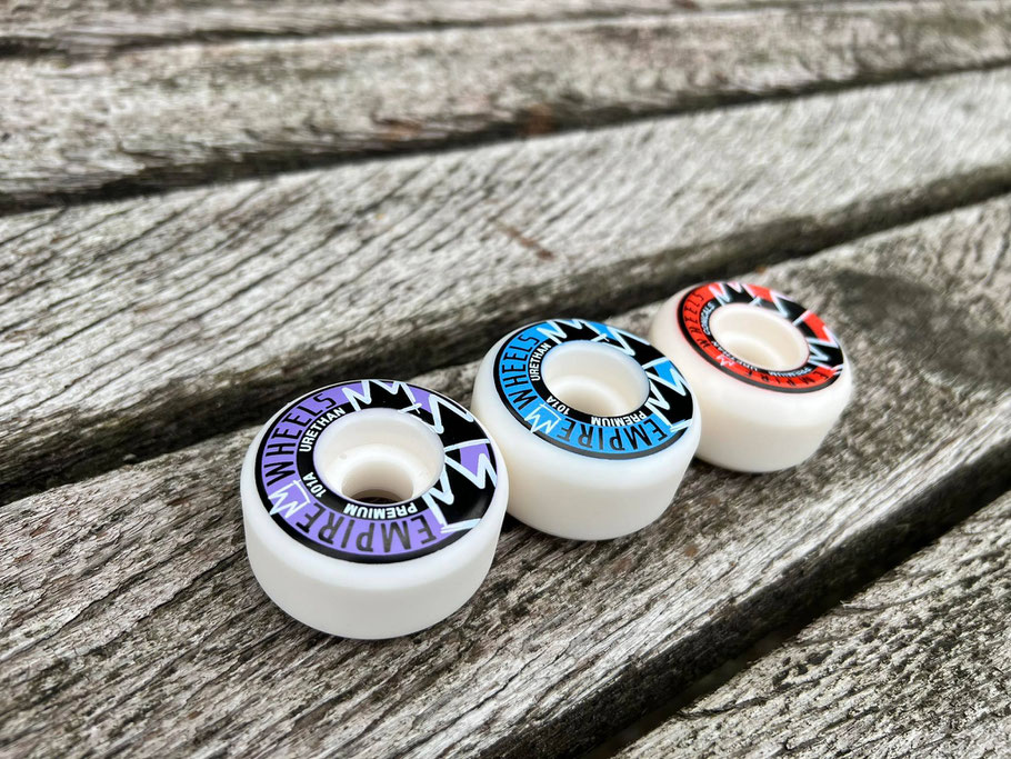 Empire Wheels Classics Purple, Classics Blue, Conicals Red - Premium Skateboard Wheels - Empire Rollen 50mm 51mm 52mm 53mm 54mm 55mm 101A Übersicht